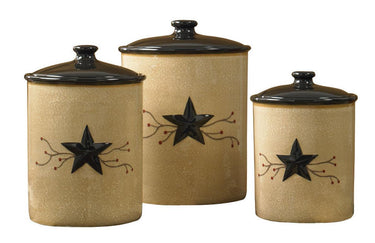 Star Vine Farmhouse Canisters - Set of 3 Assorted Park Designs - The Fox Decor